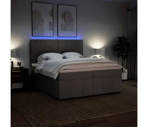 Atsperu Gultas Rāmis Ar Matraci, Pelēkbrūns, 200X200 Cm, Audums Vidaxl