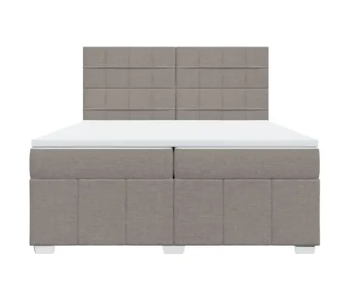 Atsperu Gultas Rāmis Ar Matraci, Pelēkbrūns, 200X200 Cm, Audums Vidaxl