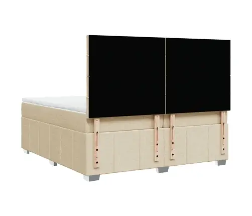 Lova Su Spyruoklėmis Ir Čiužiniu, Kreminė, 200X200 cm Audinys