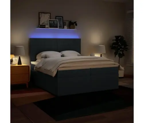 Atsperu Gultas Rāmis Ar Matraci, Zils Audums, 200X200 Cm Vidaxl