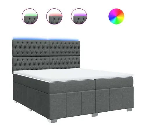 Atsperu Gulta Ar Matraci, Tumši Pelēka Audums, 200X200Cm Vidaxl