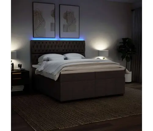 Lova Su Spyruoklėmis Ir Čiužiniu, Ruda, 200X200 cm Audinys