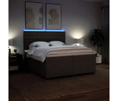 Lova Su Spyruoklėmis Ir Čiužiniu, Ruda, 200X200 cm Audinys