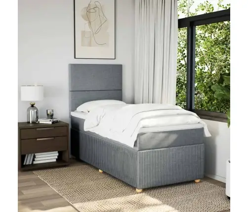 Lova Su Spyruoklėmis Ir Čiužiniu, Pilka, 80X200cm Audinys