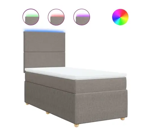 Atsperu Gultas Rāmis Ar Matraci, Pelēkbrūns, 80X200 Cm, Audums Vidaxl