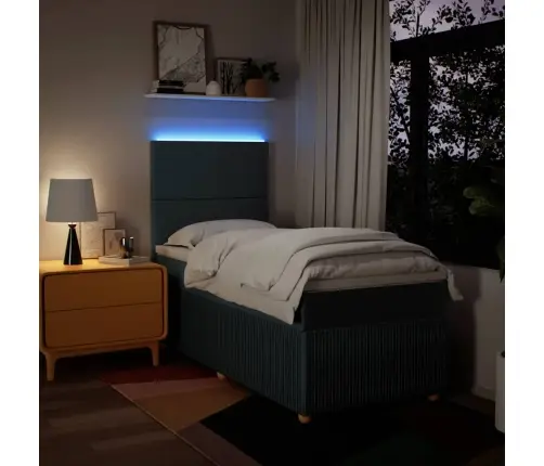 Atsperu Gultas Rāmis Ar Matraci, Zils, 80X200 Cm, Audums Vidaxl