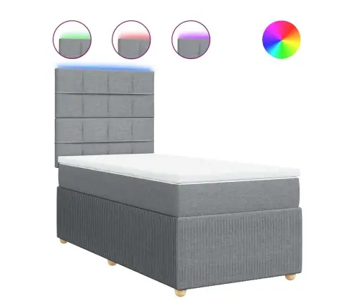 Atsperu Gultas Rāmis Ar Matraci, Gaiši Pelēka Audums, 80X200 Cm Vidaxl