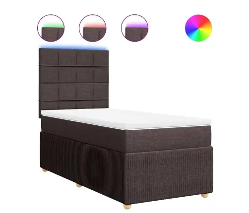 Lova Su Spyruoklėmis Ir Čiužiniu, Ruda, 80X200 cm Audinys