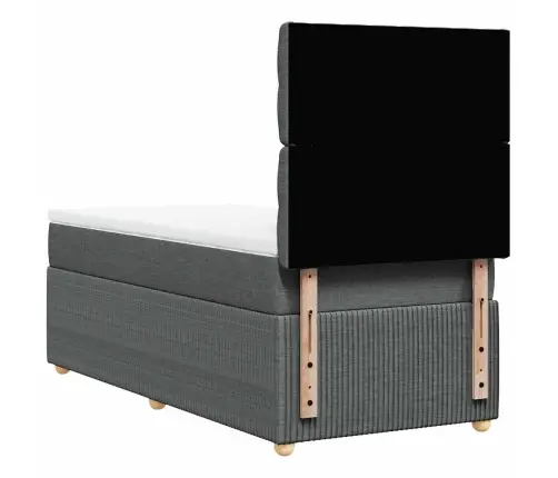 Atsperu Gultas Rāmis Ar Matraci, Tumši Pelēka, 80X200Cm, Audums Vidaxl