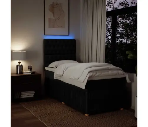 Lova Su Spyruoklėmis Ir Čiužiniu, Juoda, 80X200cm Audinys