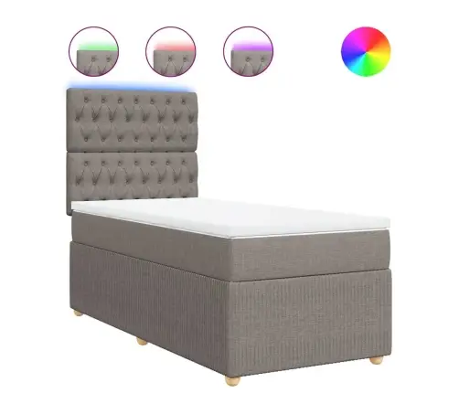 Atsperu Gultas Rāmis Ar Matraci, Pelēkbrūns, 80X200 Cm, Audums Vidaxl