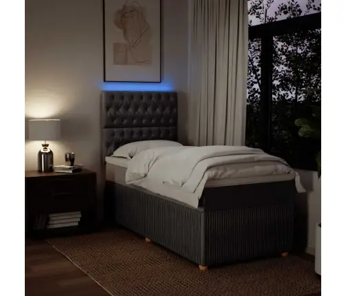 Atsperu Gultas Rāmis Ar Matraci, Pelēkbrūns, 80X200 Cm, Audums Vidaxl