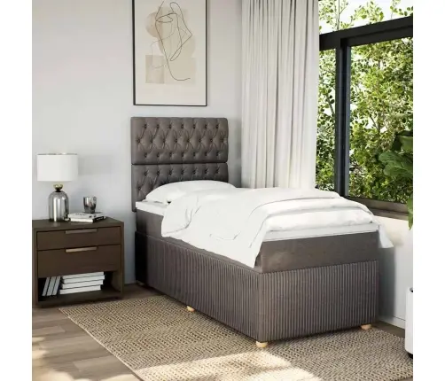 Atsperu Gultas Rāmis Ar Matraci, Pelēkbrūns, 80X200 Cm, Audums Vidaxl