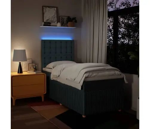 Atsperu Gultas Rāmis Ar Matraci, Zils, 80X200 Cm, Audums Vidaxl