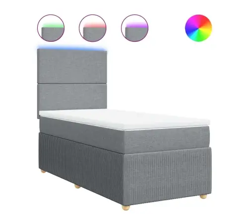 Atsperu Gulta Ar Matraci, Gaiši Pelēka, 90X190 Cm, Audums Vidaxl