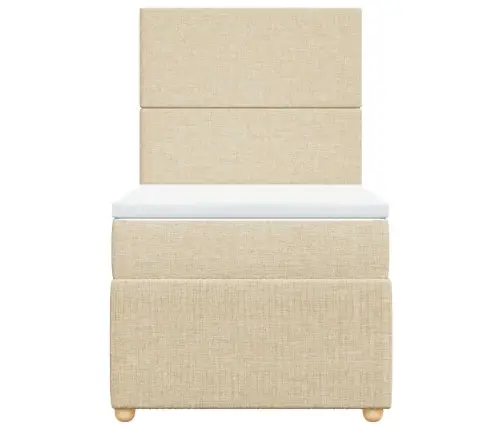 Lova Su Spyruoklėmis Ir Čiužiniu, Kreminė, 90X190 cm Audinys