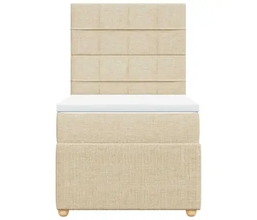 Lova Su Spyruoklėmis Ir Čiužiniu, Kreminė, 90X190 cm Audinys