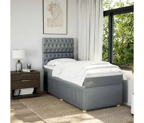 Atsperu Gulta Ar Matraci, Gaiši Pelēka, 90X190 Cm, Audums Vidaxl