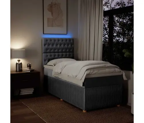 Atsperu Gulta Ar Matraci, Gaiši Pelēka, 90X190 Cm, Audums Vidaxl