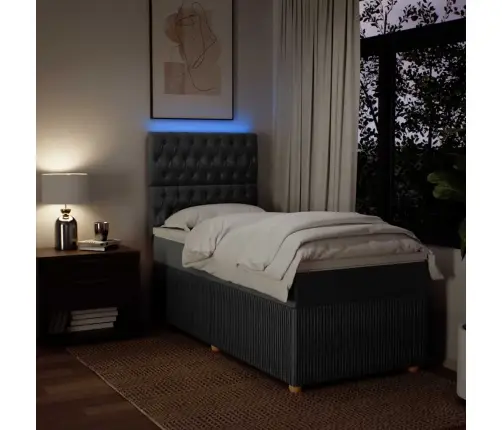 Atsperu Gulta Ar Matraci, Tumši Pelēka, 90X190 Cm, Audums Vidaxl