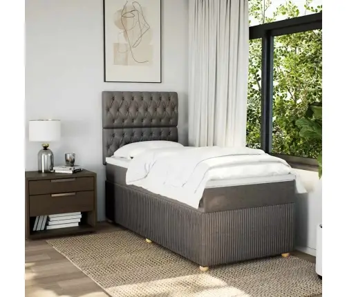 Atsperu Gulta Ar Matraci, Pelēkbrūns, 90X190 Cm, Audums Vidaxl