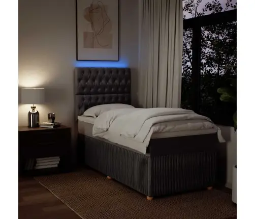 Atsperu Gulta Ar Matraci, Pelēkbrūns, 90X190 Cm, Audums Vidaxl