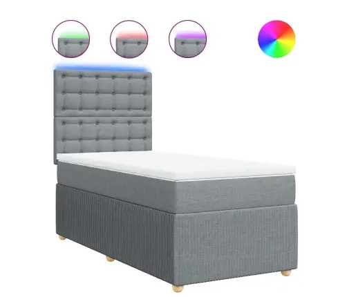 Atsperu Gulta Ar Matraci, Gaiši Pelēka, 90X190 Cm, Audums Vidaxl