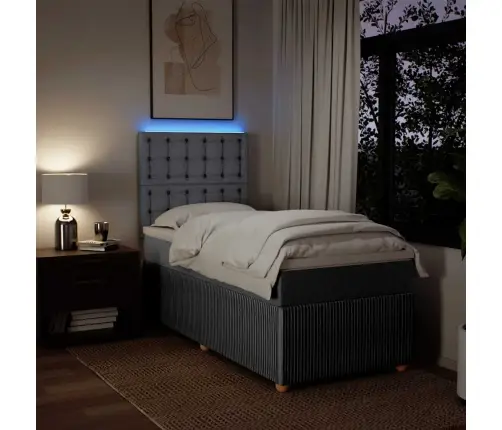 Atsperu Gulta Ar Matraci, Gaiši Pelēka, 90X190 Cm, Audums Vidaxl