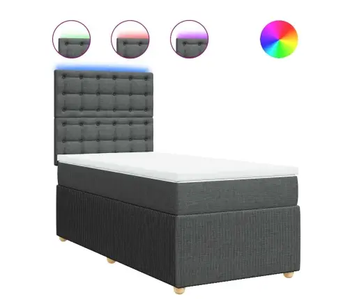 Atsperu Gulta Ar Matraci, Tumši Pelēka, 90X190 Cm, Audums Vidaxl