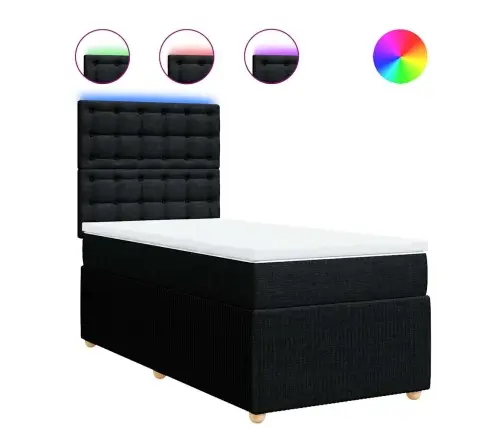 Atsperu Gulta Ar Matraci, Melna, 90X190 Cm, Audums Vidaxl