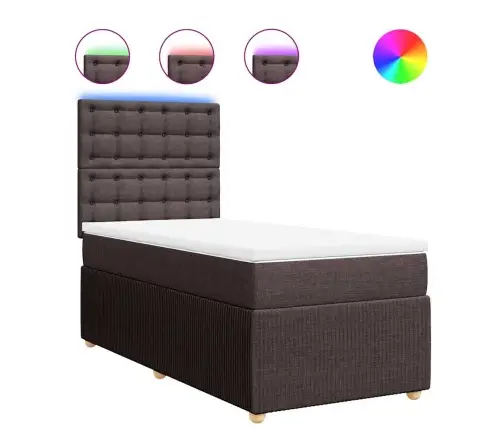 Atsperu Gulta Ar Matraci, Tumši Brūna, 90X190 Cm, Audums Vidaxl