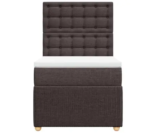 Atsperu Gulta Ar Matraci, Tumši Brūna, 90X190 Cm, Audums Vidaxl