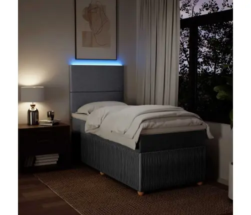 Lova Su Spyruoklėmis Ir Čiužiniu, Pilka, 90X200 cm Audinys