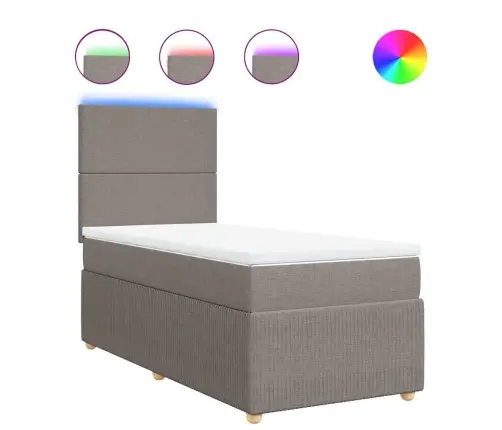 Lova Su Spyruoklėmis Ir Čiužiniu, Taupe, 90X200 cm Audinys