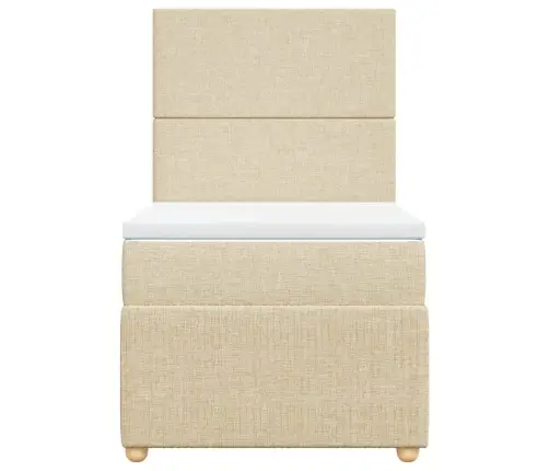 Lova Su Spyruoklėmis Ir Čiužiniu, Kreminė, 90X200 cm Audinys