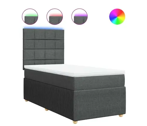 Lova Su Spyruoklėmis Ir Čiužiniu, Tamsiai Pilka, 90X200 Cm