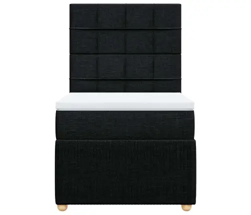 Atsperu Gultas Rāmis Ar Matraci, Melna, 90X200 Cm, Audums Vidaxl