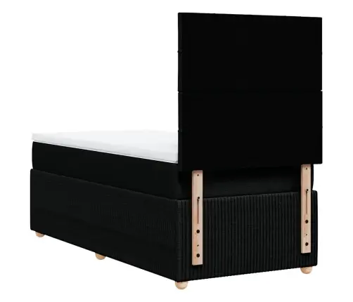 Atsperu Gultas Rāmis Ar Matraci, Melna, 90X200 Cm, Audums Vidaxl