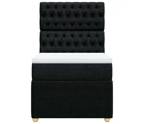 Atsperu Gultas Rāmis Ar Matraci, Melna, 90X200 Cm, Audums Vidaxl