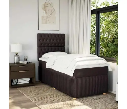 Lova Su Spyruoklėmis Ir Čiužiniu, Ruda, 90X200 cm Audinys