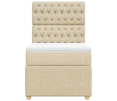 Atsperu Gultas Rāmis Ar Matraci, Krēmkrāsas, 90X200 Cm, Audums Vidaxl