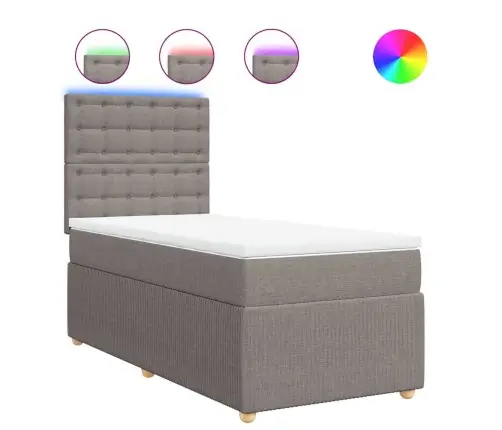 Lova Su Spyruoklėmis Ir Čiužiniu, Taupe, 90X200 cm Audinys