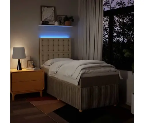 Atsperu Gultas Rāmis Ar Matraci, Krēmkrāsas, 90X200 Cm, Audums Vidaxl