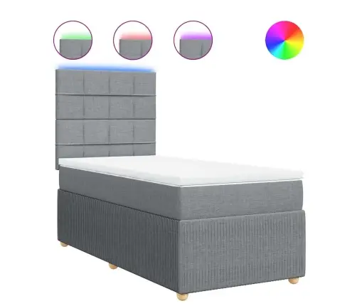 Lova Su Spyruoklėmis Ir Čiužiniu, Pilka, 100X200cm Audinys