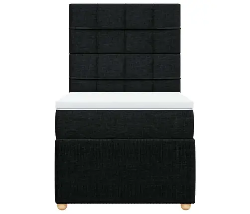 Atsperu Gultas Rāmis Ar Matraci, Melna Audums, 100X200 Cm Vidaxl