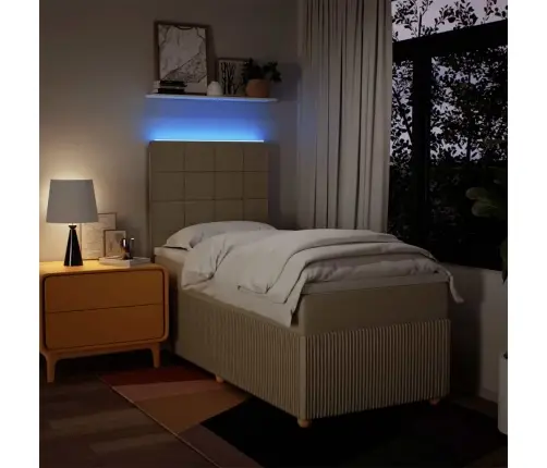 Lova Su Spyruoklėmis Ir Čiužiniu, Kreminė, 100X200cm Audinys