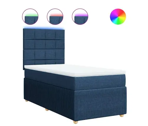 Lova Su Spyruoklėmis Ir Čiužiniu, Mėlyna, 100X200cm Audinys