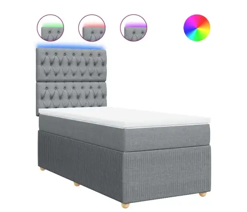 Atsperu Gultas Rāmis Ar Matraci, Gaiši Pelēka Audums, 100X200Cm Vidaxl