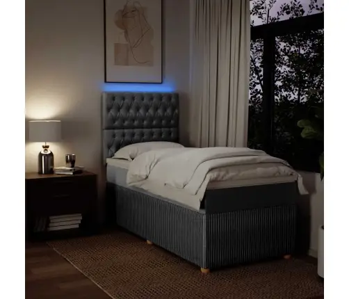 Atsperu Gultas Rāmis Ar Matraci, Gaiši Pelēka Audums, 100X200Cm Vidaxl