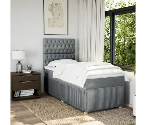 Atsperu Gultas Rāmis Ar Matraci, Gaiši Pelēka Audums, 100X200Cm Vidaxl